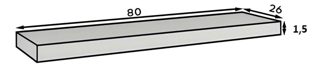 Polička Ameria 80 (černá matná)