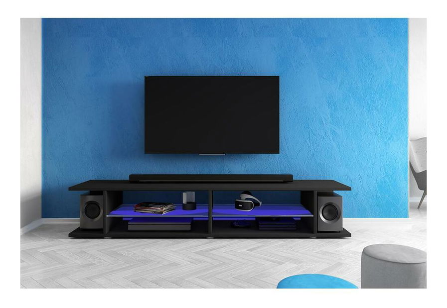 TV skříňka/stolek Monty 180 (s osvětlením) (černá)