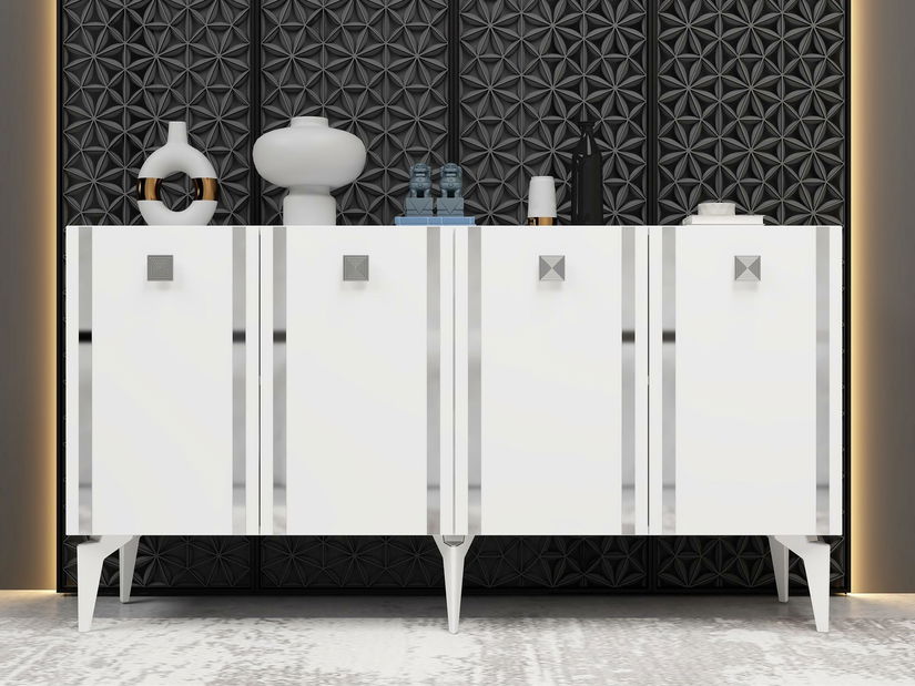 Skříňka Tobuvu 1 (bílá + stříbrná)