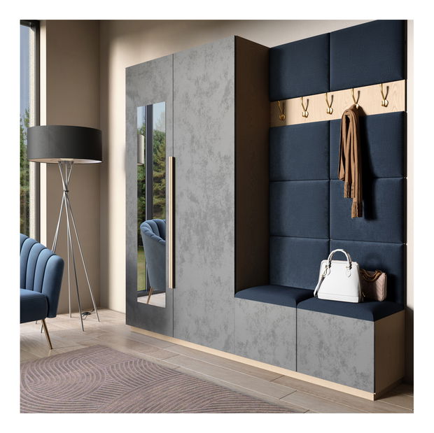 Set 10 čalouněných panelů Quadra 100x200 cm (tmavěmodrá)