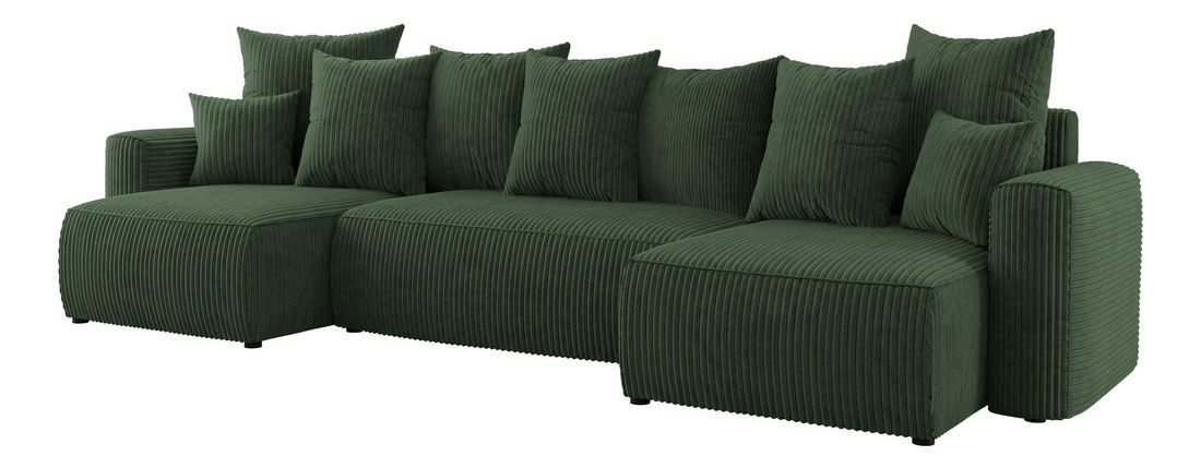 Rohová sedačka Denia U (tmavě zelená) (L)