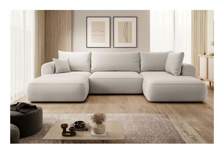 Rohová sedací souprava ve tvaru U Olivo U (P) (bílá + černá)