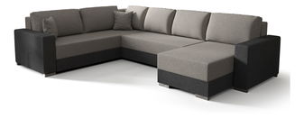 Rohová sedačka ve tvaru U- Pearle 3 (šedá + černá) (L)