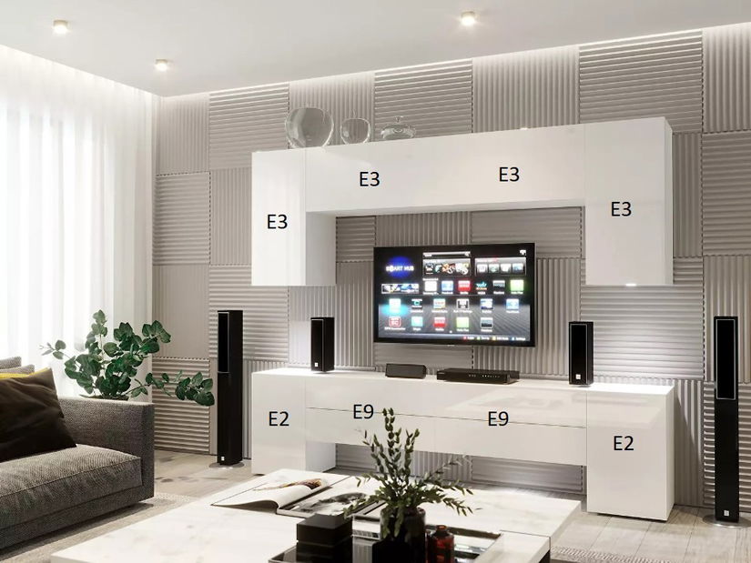 Obývací stěna Berny 68 (bílá + bílý lesk) *výprodej