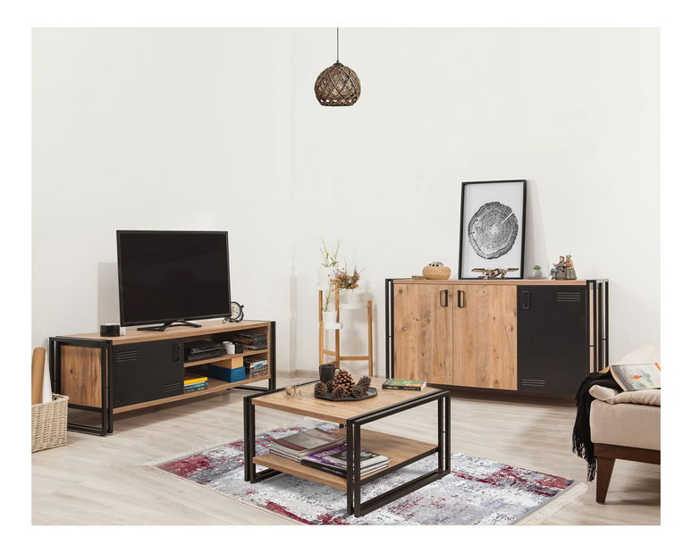 Sada nábytku do obývacího pokoje Cosmopolitan 14 (atlantická borovice + černá)