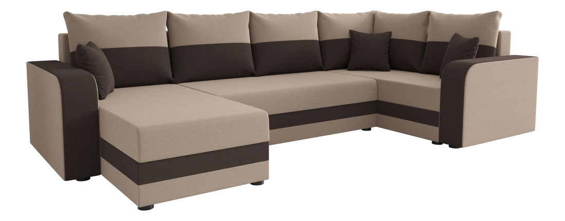 Rohová sedačka ve tvaru U Harmony Long (béžová + tmavě hnědá) (P)