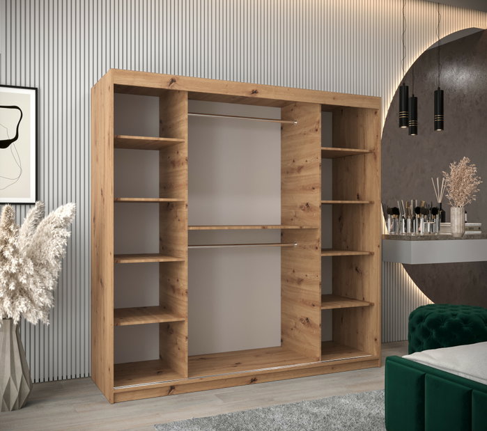 Šatní skříň 200 cm Verika 1 200 (dub artisan + černá)