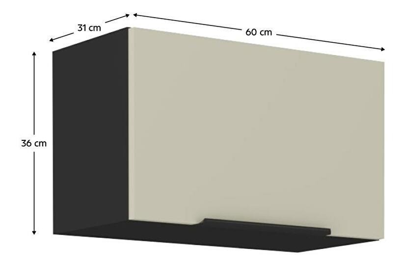 Horní kuchyňská skříňka Arikona 60 GU 36 1F (kašmír + černá)