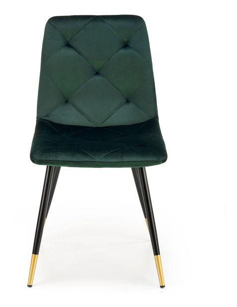 Jídelní židle Kallan (tmavozelená + černá + zlatá)