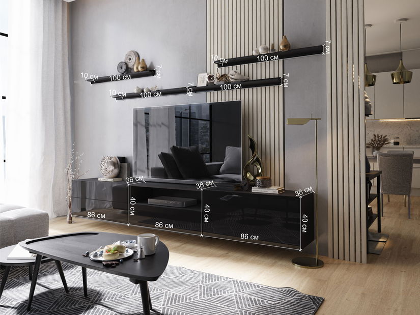 Obývací stěna Berny 49 (bílá + bílý lesk)