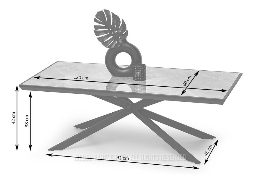 Konferenční stolek Flint (černý mramor + černá)