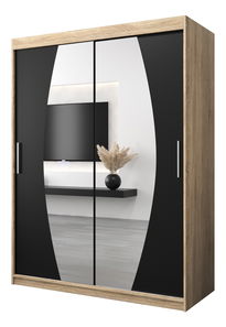 Šatní skříň 150 cm Eclipse (dub sonoma + černá matná)