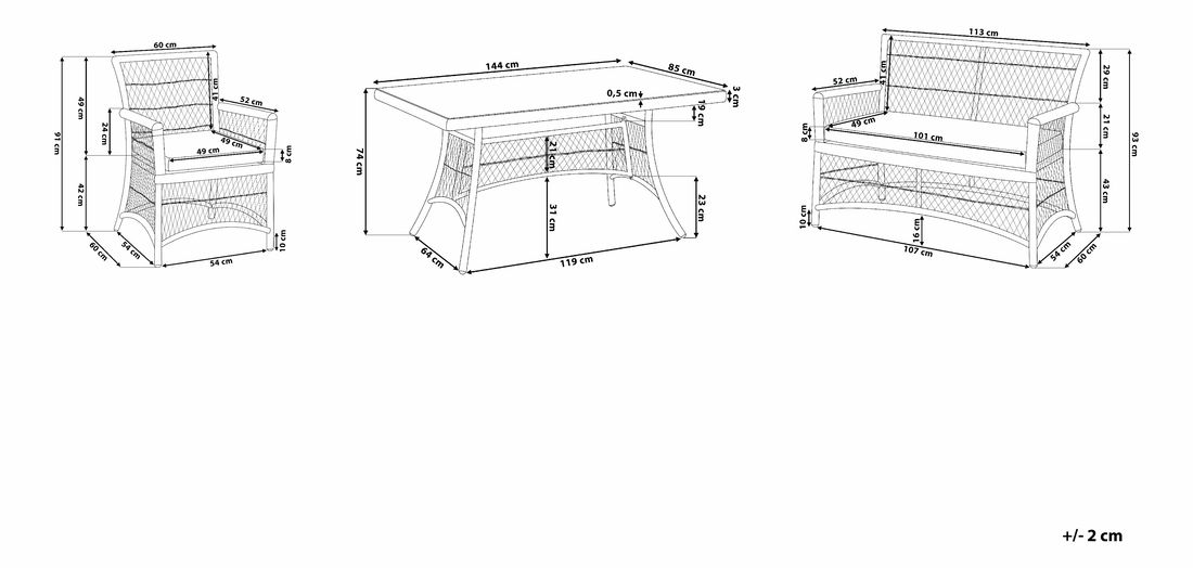 Zahradní jídelní sada Bolzano (světle hnědá)