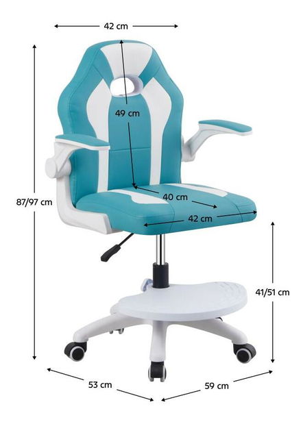 Dětská otočná židle Ramin (modrá + bílá)