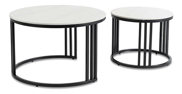 Set 2 konferenčních stolků Jugada (mramor bílý + černá)