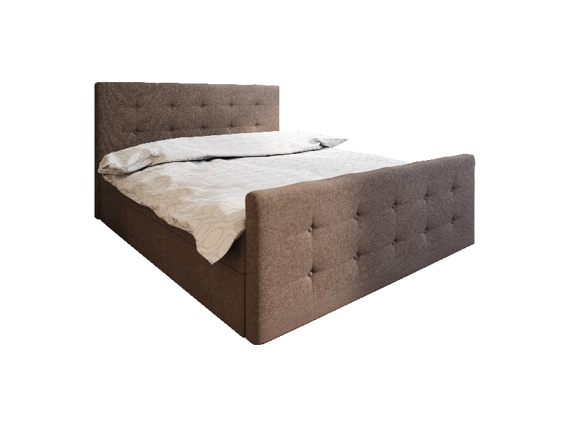 Manželská postel Boxspring 200 cm Milagros Comfort 1 (tmavě hnědá) (s matrací a úložným prostorem)