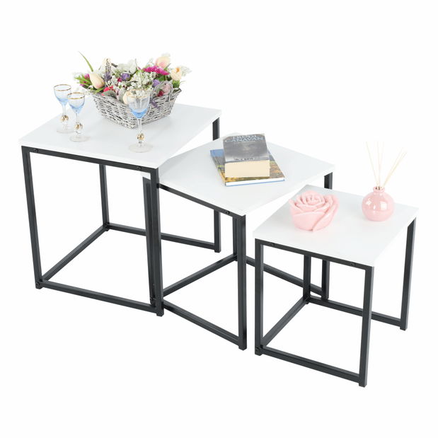 Set 3 ks konferenčních stolků Kastty typ 3 (bílá + černá)