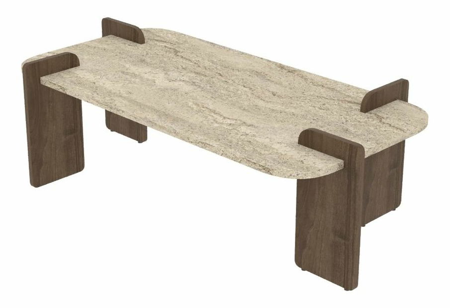 Konferenční stolek Leap (travertin + ořech)