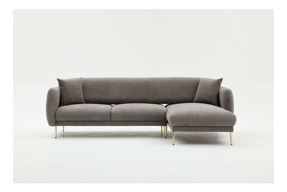 Rohová sedačka Simeon (P) (šedá + zlatá)