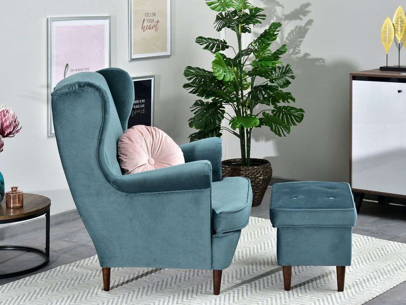 Taburetka Muriera (tmavě modrá + buk)