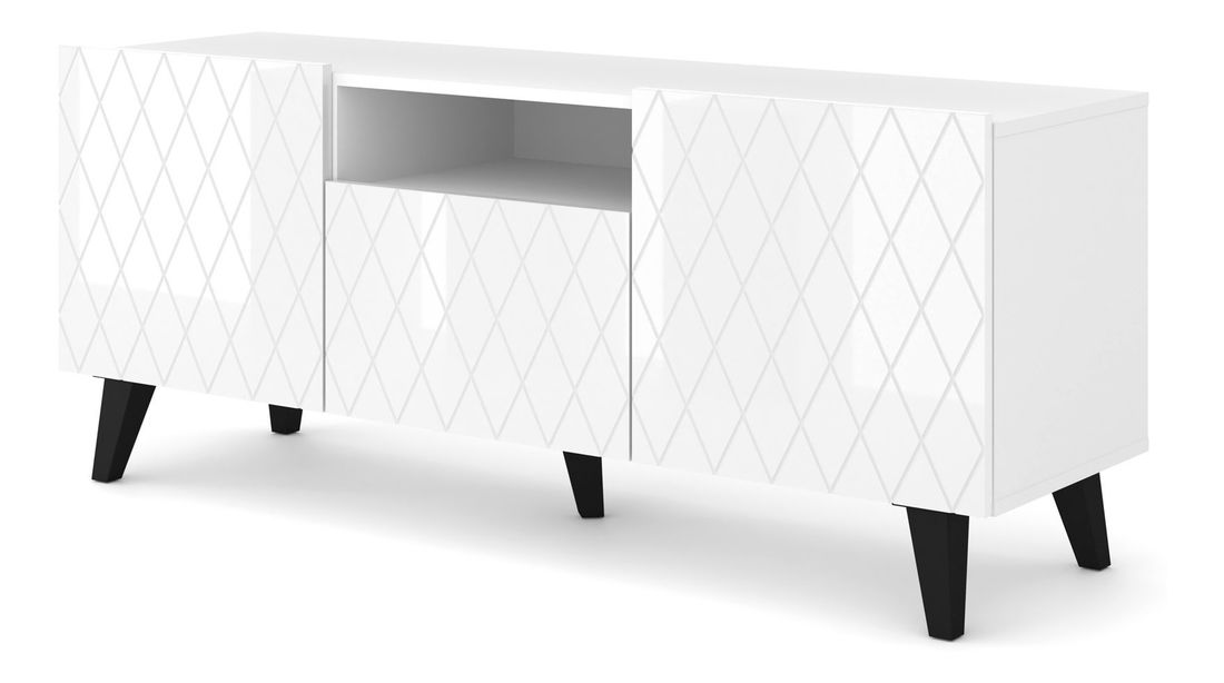 TV stolek/skříňka Dintanna 145 (bílá + lesk bílý)