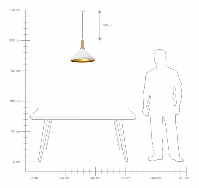 Závěsná lampa Lidar (bílo-zlatá)