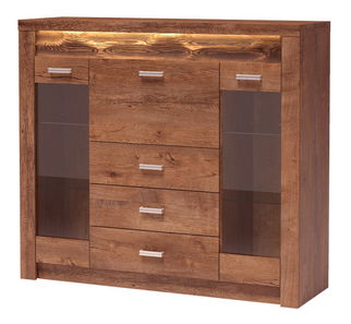 Vitrína Indie 08 (s LED osvětlením) (jasan světlý)