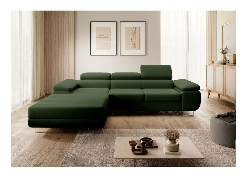 Rohová sedací souprava Grande (L) (zelená + chromová)