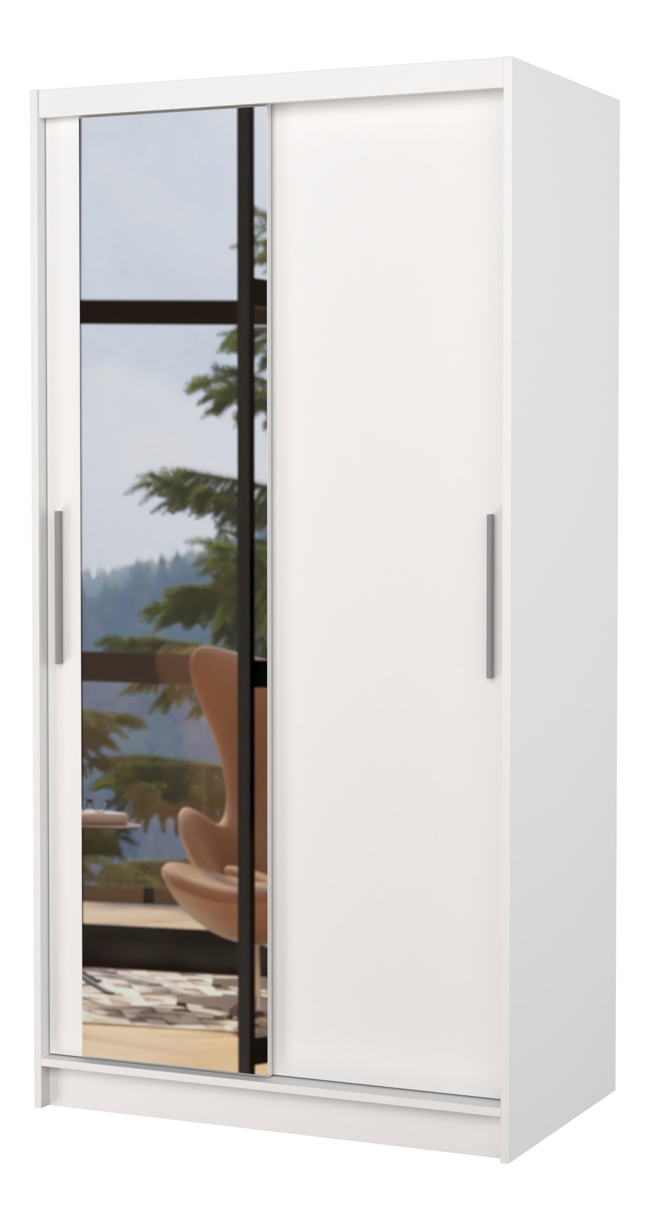 Šatní skříň Beral (bílá) (se zrcadlem)