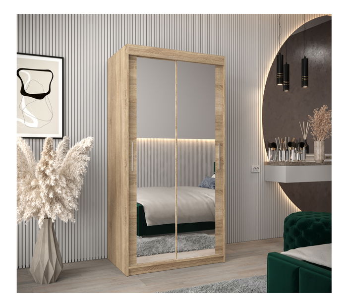 Šatní skříň 100 cm Toki 3 (Dub sonoma + Dub sonoma)