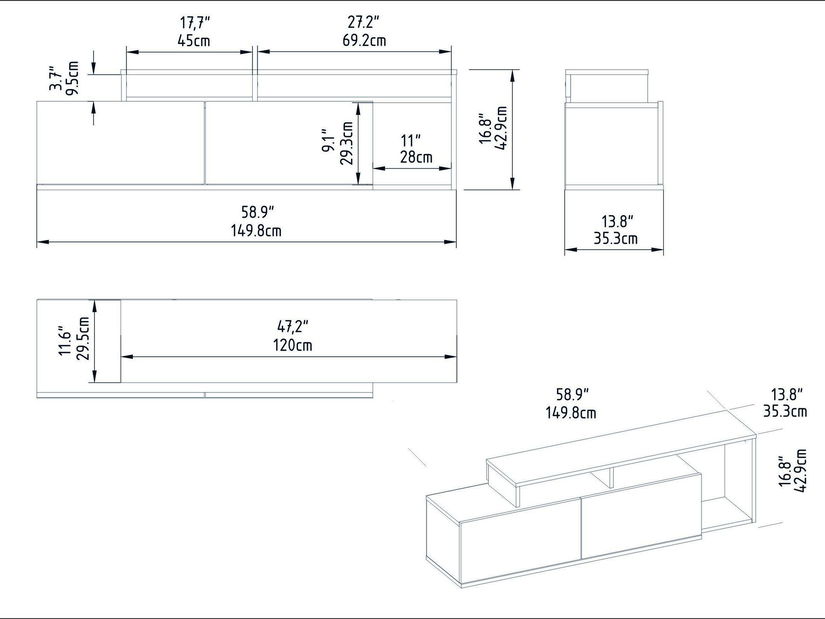 TV stolek/skříňka Neru (ořech + černá)