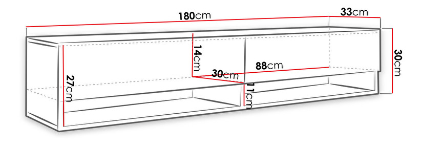 TV stolek/skříňka Aldesia 180 (beton smart) (bez osvětlení)