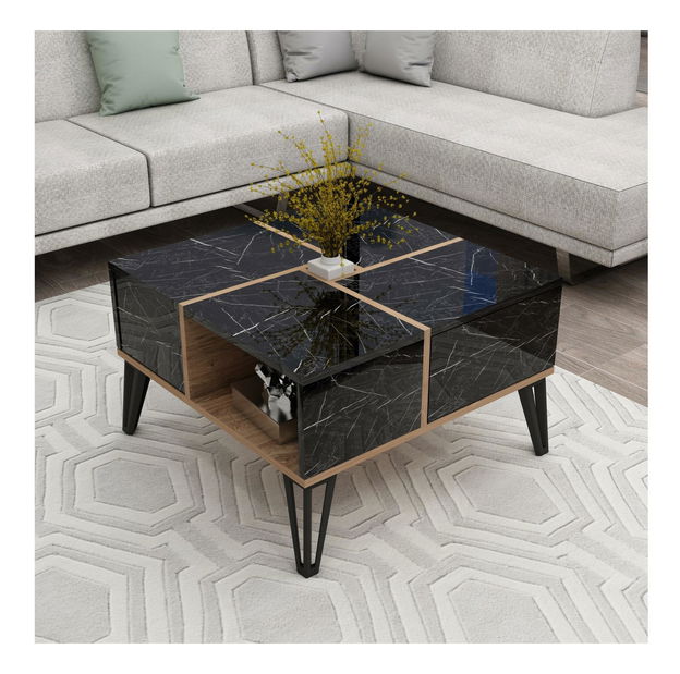 Konferenční stolek Nicholas (černá + ořech + bílá) *bazár