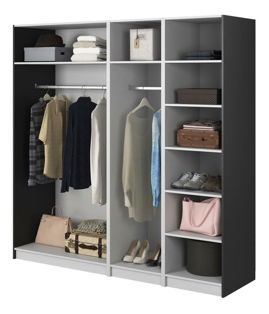 Šatní skříň Moonie III (černá + bílá)