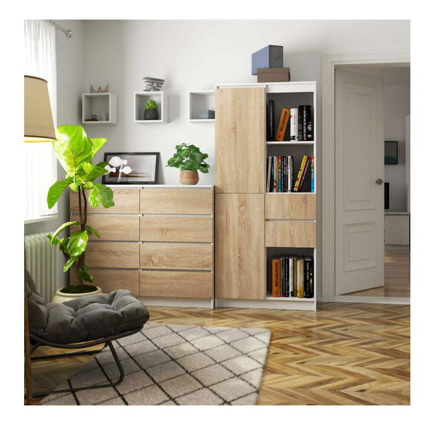 Regál Rizwan (bílá + dub sonoma)