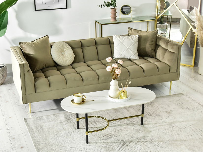 Konferenční stolek Lamka (bílý mramor + černá)