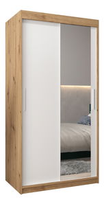 Šatní skříň 100 cm Toki 2 (Dub artisan + Bílá matná)