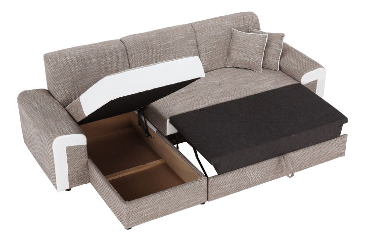 Rohová sedací souprava Pinia (hnědá + bílá) (L)