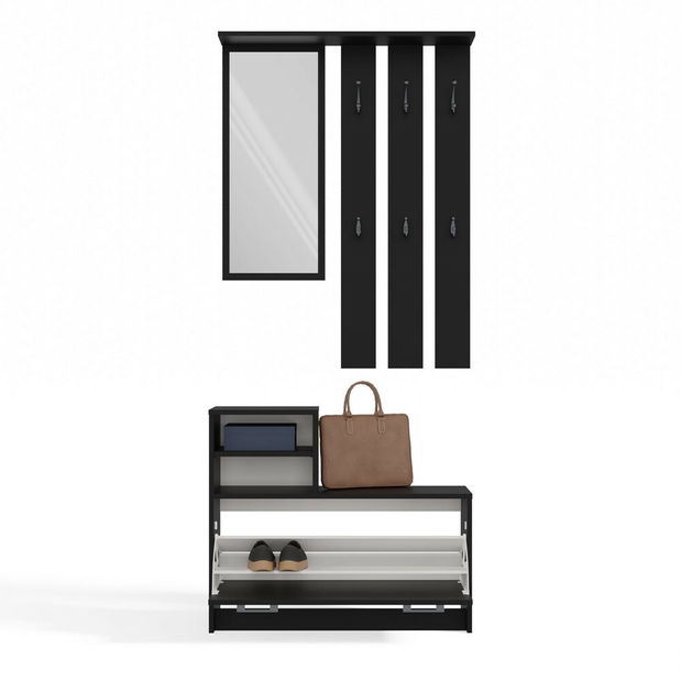 Předsíňová sestava Vayan 1 (černá) (se zrcadlem)
