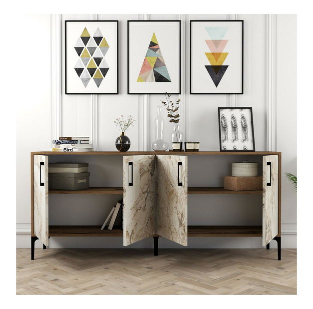 Skříňka Kim 180 (ořech + bílá)