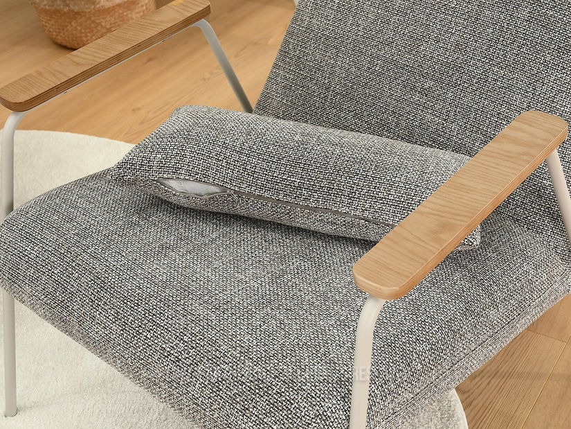 Křeslo Elba (sivobéžová + dub)