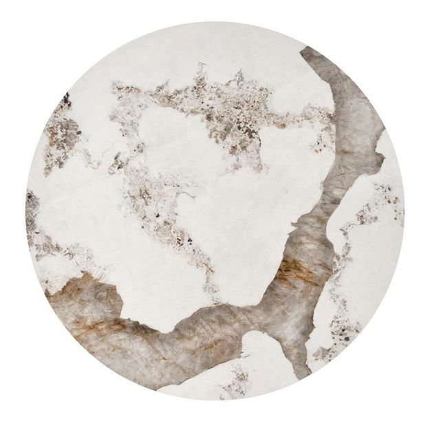 Set 2 ks. konferenčních stolků Inesz (béžový mramor + bílá)