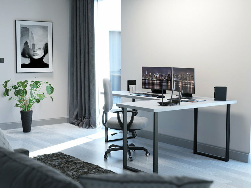 Rohový pc stůl Vintid (bílá + černá) *výprodej