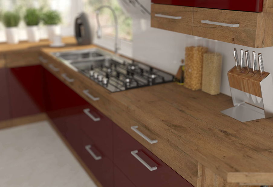 Dolní kuchyňská skříňka Virion 60 DK 210 2F (dub lancelot + bordó)