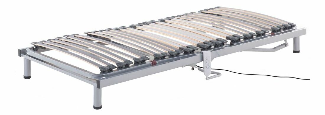 Set 2 ks. elektricky nastavitelných lamelových roštů 200x180 cm COMENDO (dřevo) (stříbrná)