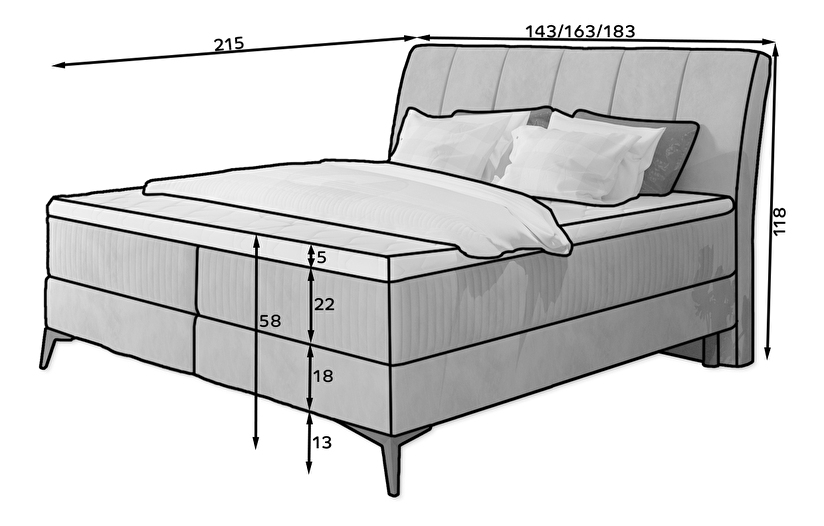 Kontinentální postel 160 cm Alberto (růžová) (s matracemi)