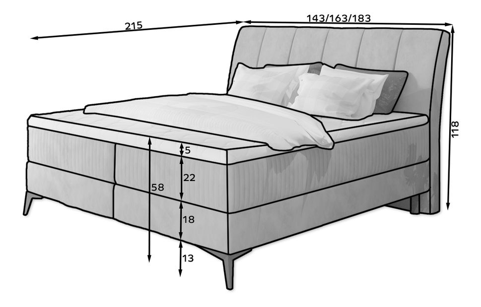 Boxspring postel 180 cm Alberto (tmavě růžová) (s matracemi)