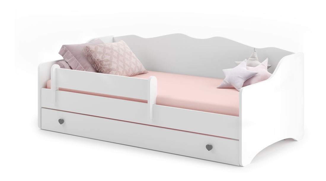 Dětská postel 160x80 cm Ester I (s roštem a matrací) (bílá + šedá)