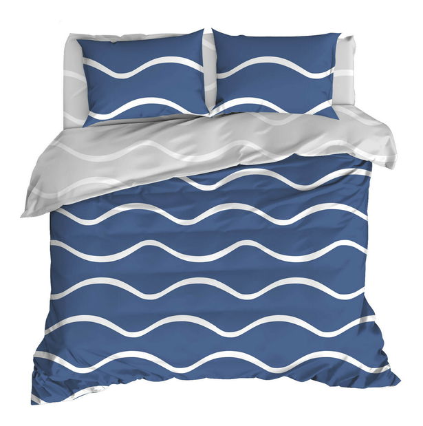 Ložní prádlo 200 x 220 cm Nuvia (modrá + bílá)