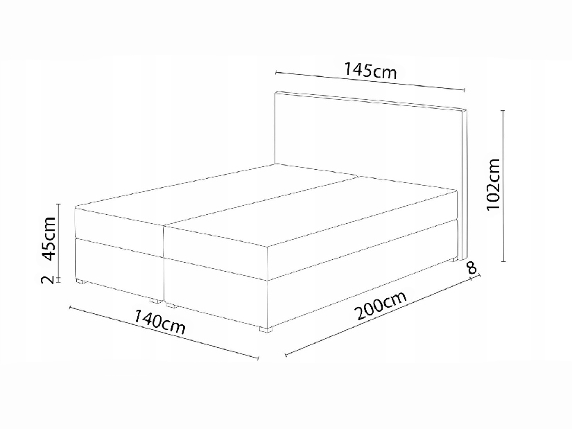 Kontinentální postel 140x200 cm Karum Comfort (bordó) (s roštem a matrací)